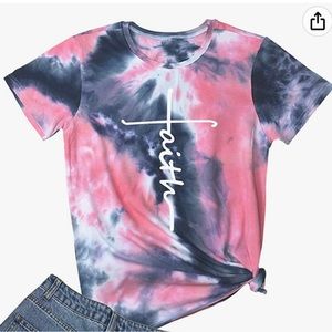 Brandnew cute, tie-dye, pink/blue faith shirt